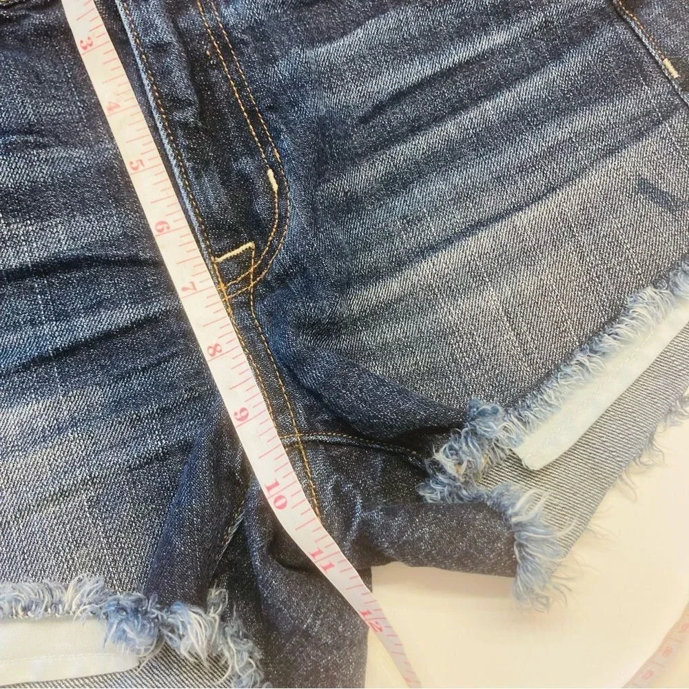 American Eagle Festival Shorts Women 0 Blue Hi-Rise Denim Cut Offs Super Stretch